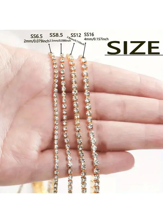 Champagne Rhinestone Trim Chain Roll 20 Yards 2 5mm Sparkling Crystal Craft Ribbon - Image 4
